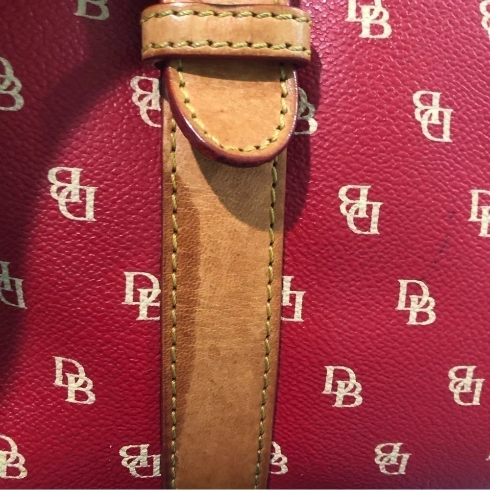 DOONEY & Bourke red leather satchel with DB logo detachable shoulder strap